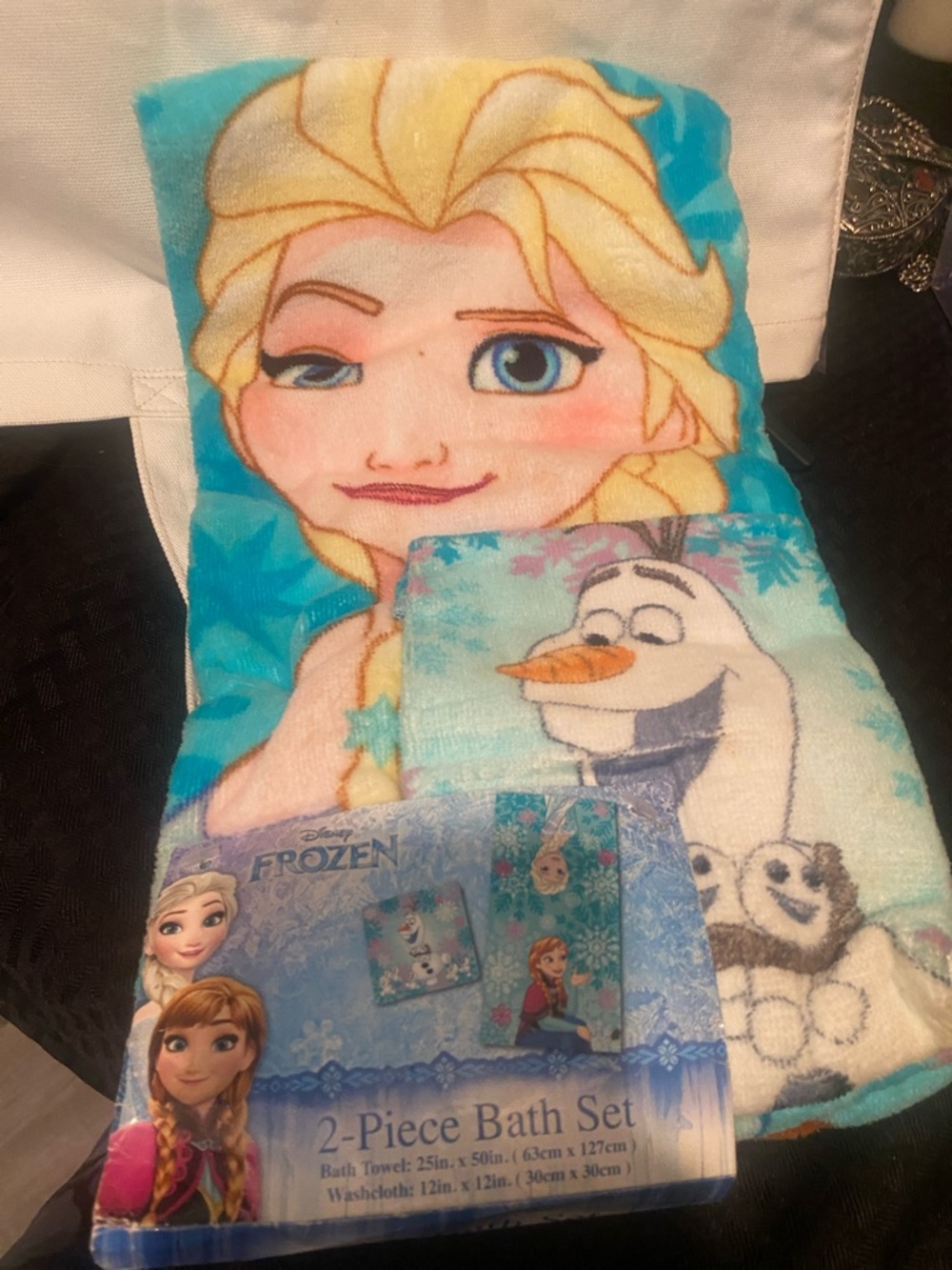 Disney Frozen Elsa & Olaf Bath Towel Set - Turquoise, Light Blue, Yellow nwt